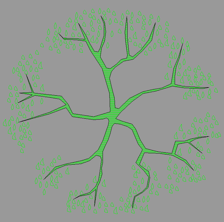 Bloque Autocad Vista de Árbol Color 26 en Planta